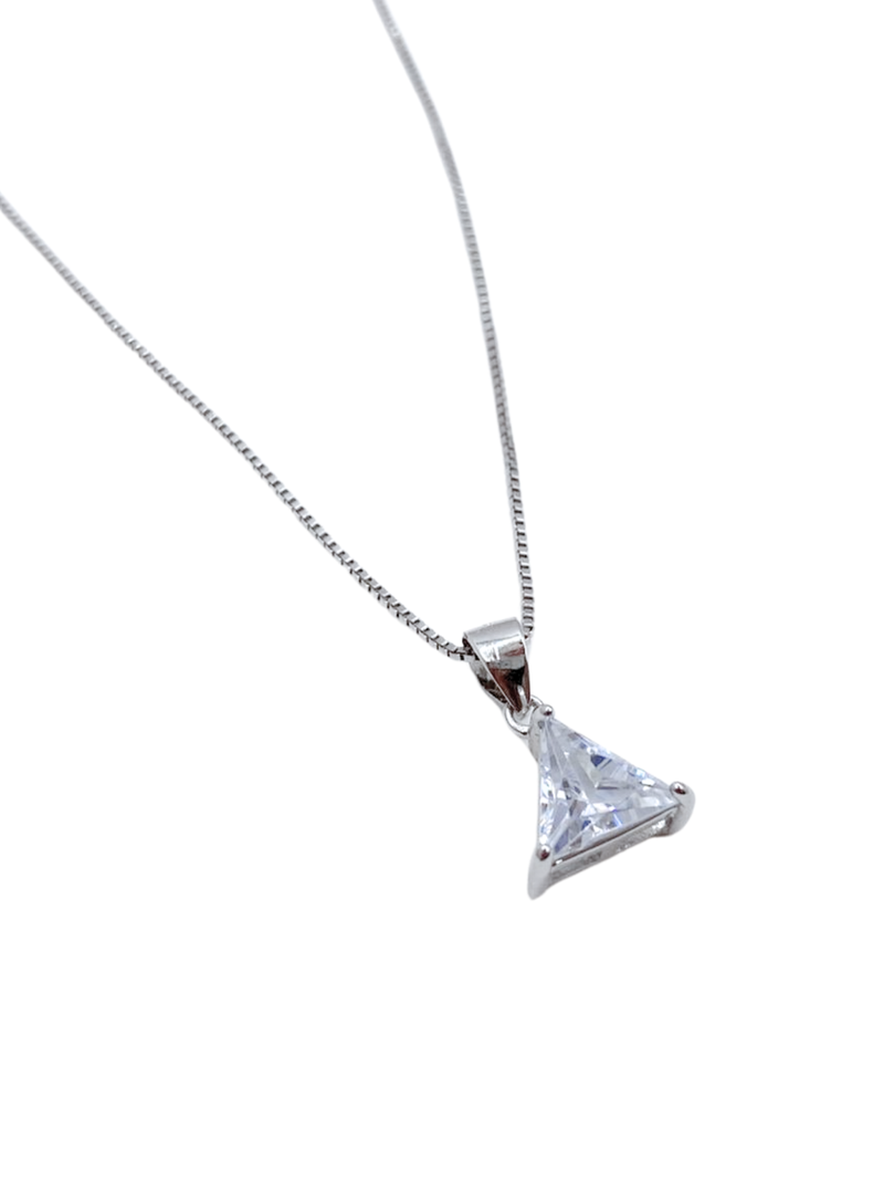 Collar de Plata 925 con Cristal Triangular -0