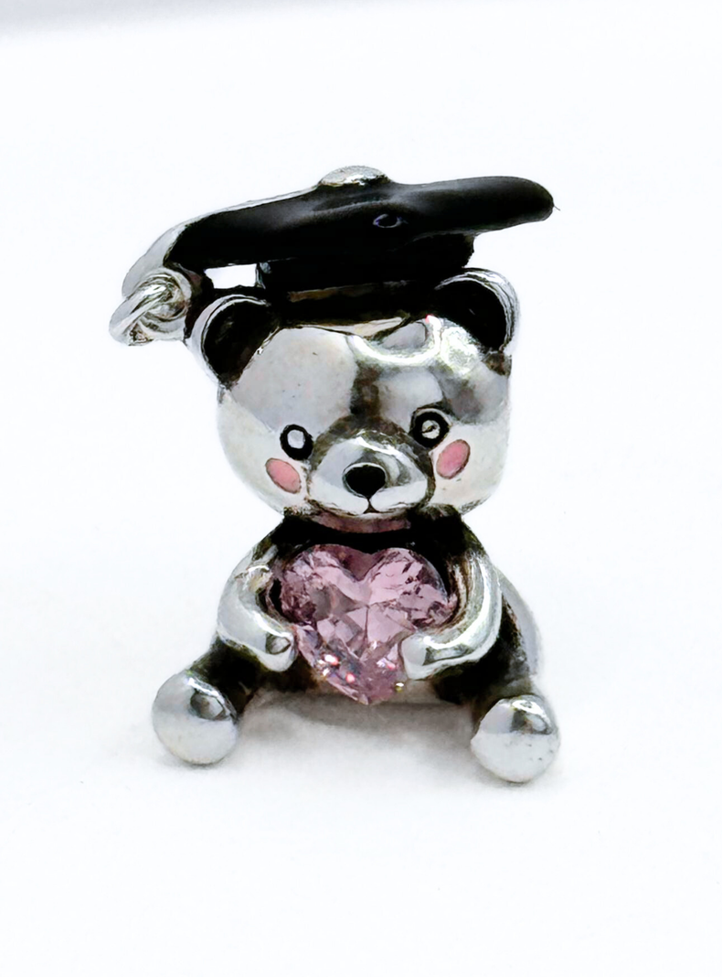Charm de Osito de Graduación para Pulsera en Plata 925, Regalo Graduación-2