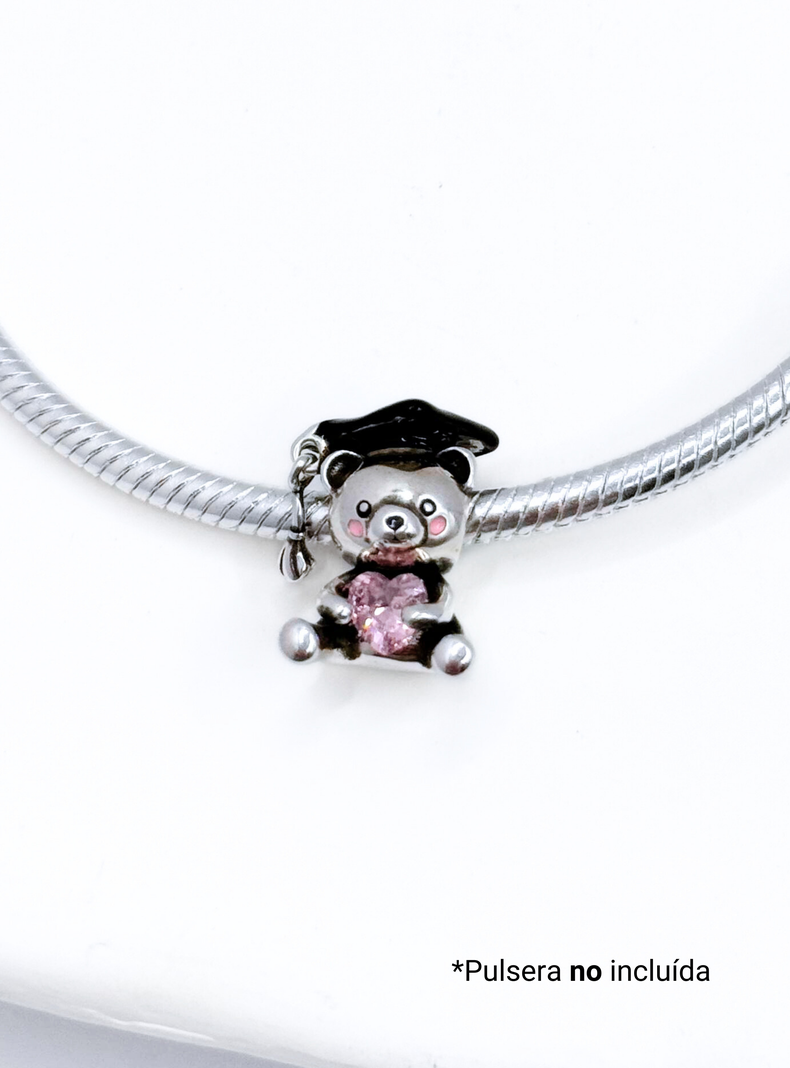 Charm de Osito de Graduación para Pulsera en Plata 925, Regalo Graduación-4