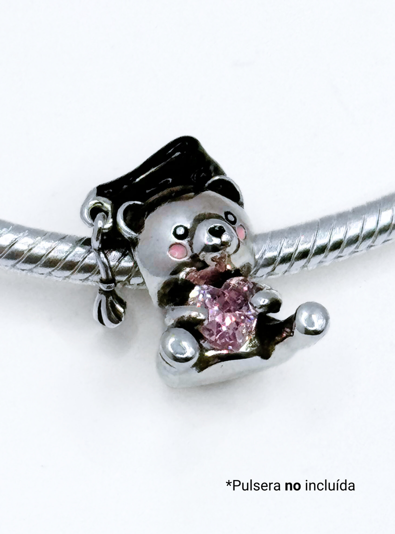 Charm de Osito de Graduación para Pulsera en Plata 925, Regalo Graduación-5
