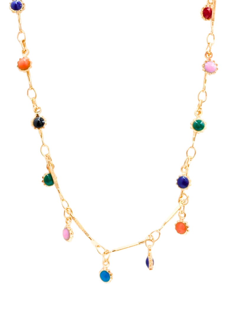 Collar de Acero Inoxidable con Soles de Colores, Dorado-0