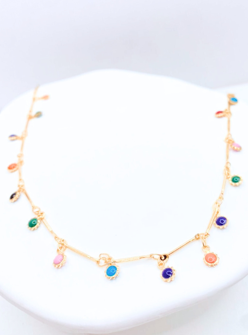 Collar de Acero Inoxidable con Soles de Colores, Dorado-1
