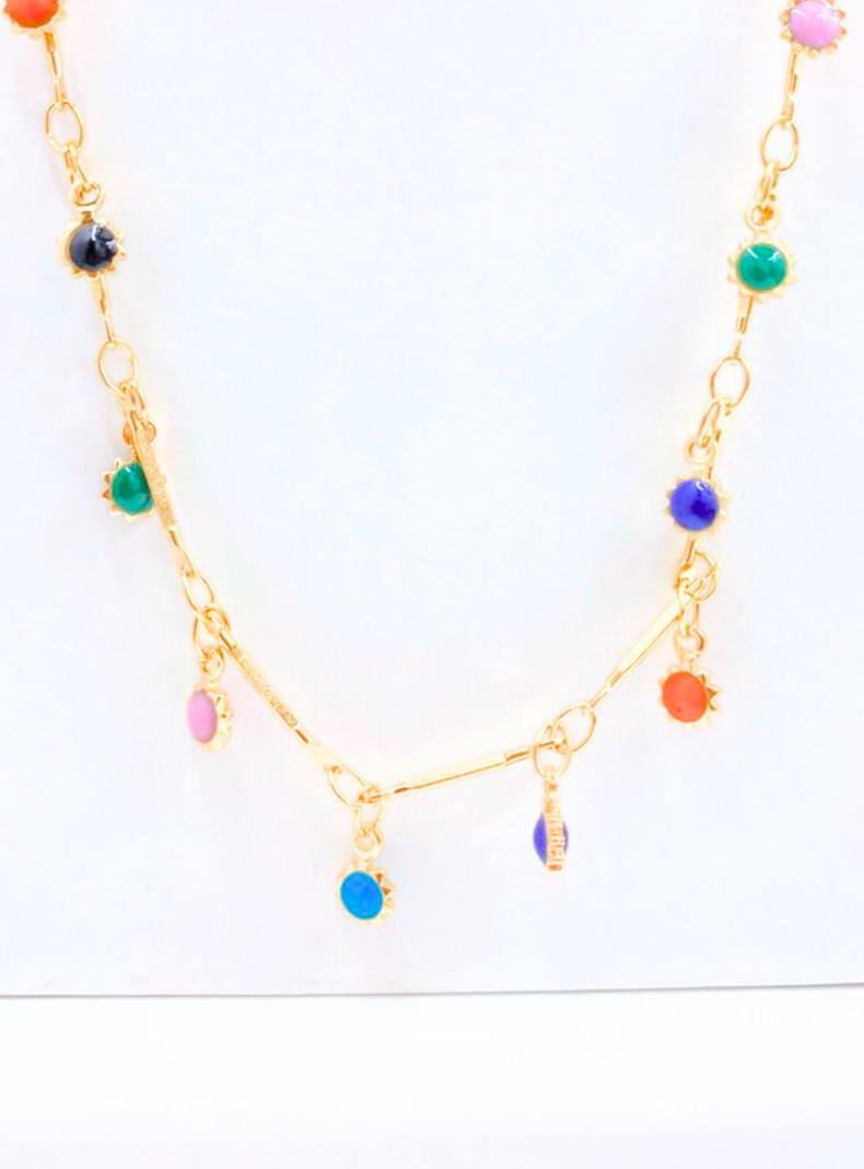 Collar de Acero Inoxidable con Soles de Colores, Dorado-2
