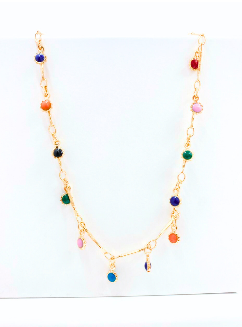 Collar de Acero Inoxidable con Soles de Colores, Dorado-3