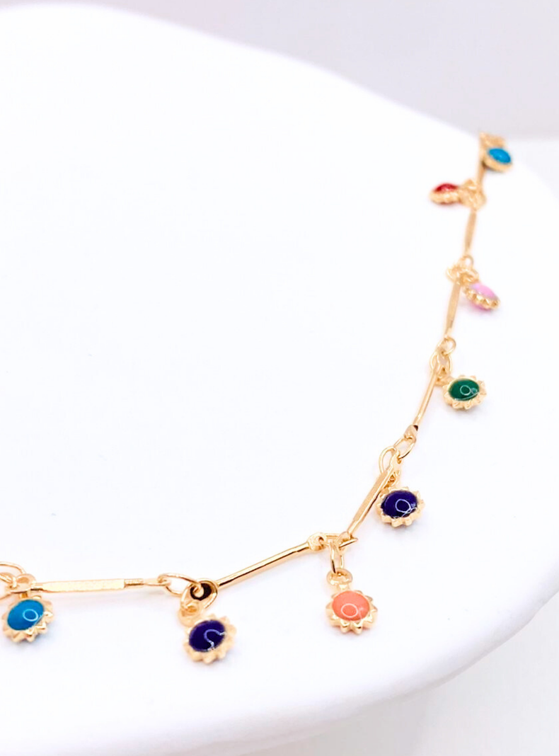 Collar de Acero Inoxidable con Soles de Colores, Dorado-4