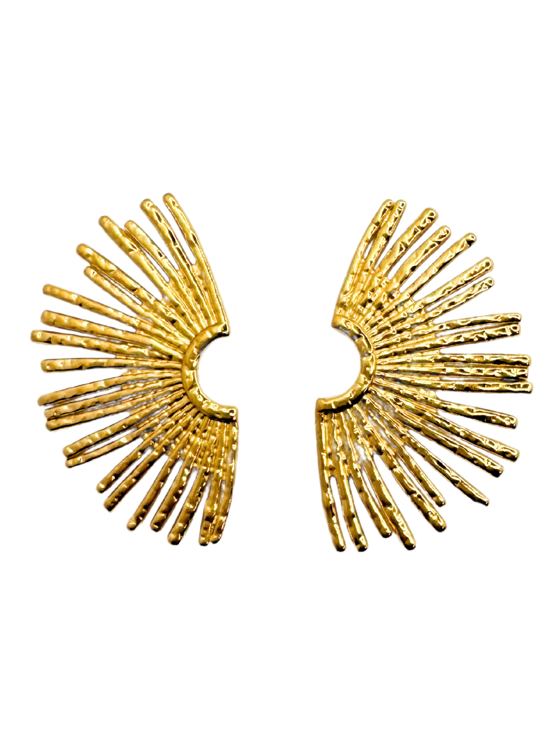 Aros Fiesta Pegados Rayos De Sol, Acero Inoxidable enchapados en Oro 18k-0