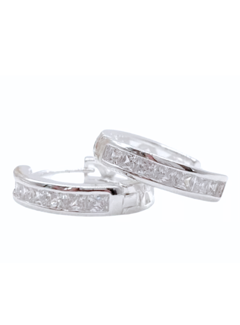 Aros Argolla Cintillo Circonitas, Plata 925-0