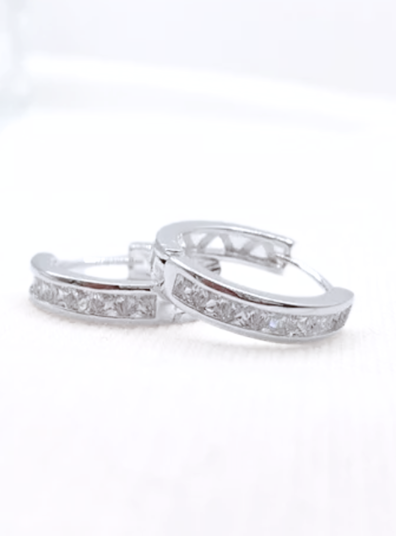 Aros Argolla Cintillo Circonitas, Plata 925-1