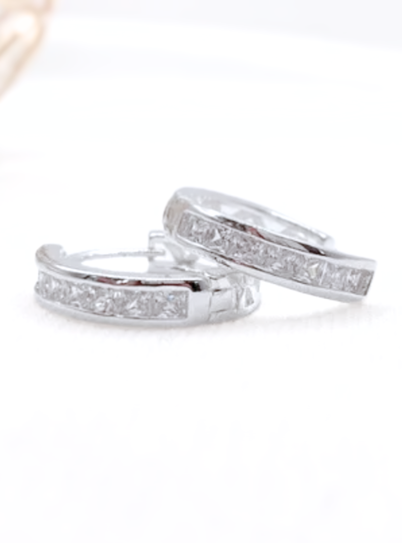 Aros Argolla Cintillo Circonitas, Plata 925-2