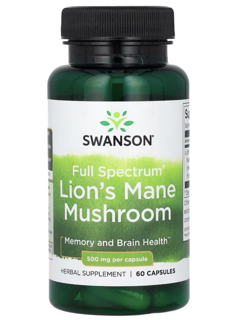 Hongo Melena De León 500 mg 60 cápsulas, Lion's Mane Mushroom, Salud mental y general equilibrada-0