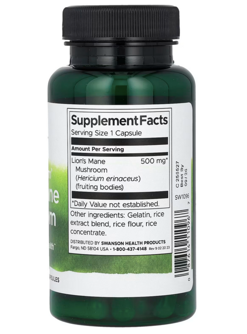 Hongo Melena De León 500 mg 60 cápsulas, Lion's Mane Mushroom, Salud mental y general equilibrada-1