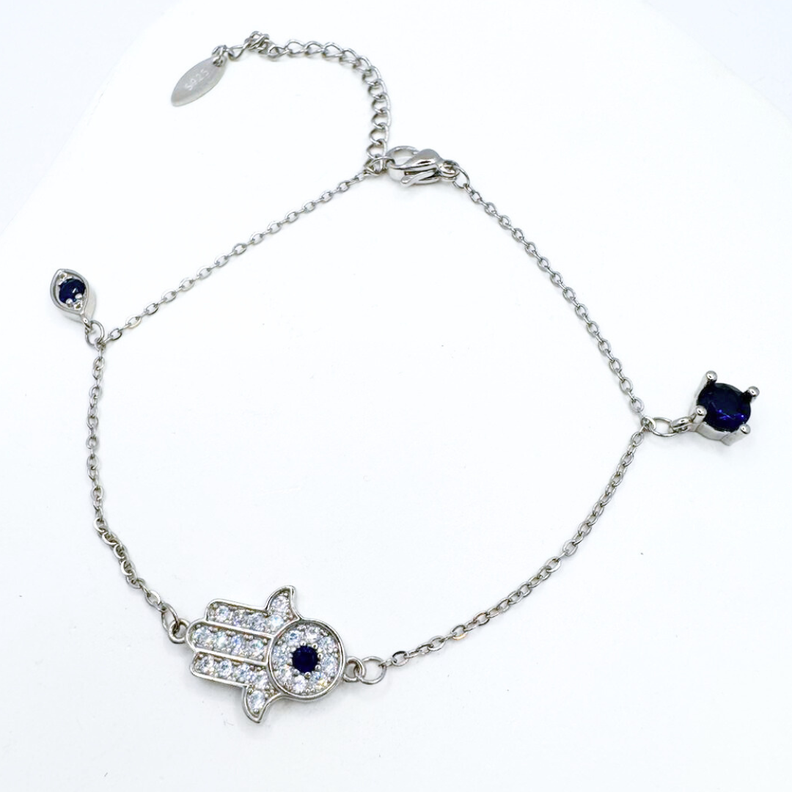 Pulsera de Protección Mano de Fátima, Plata 925, Regalo Perfecto-1