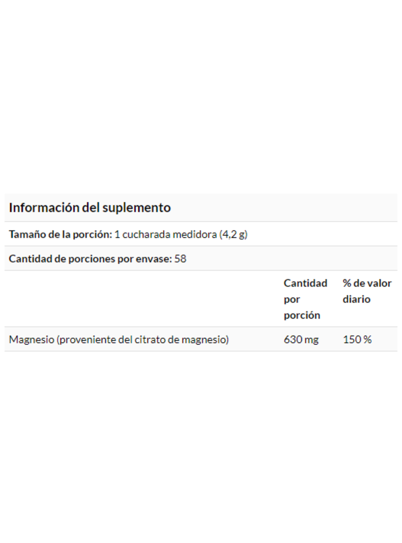 Citrato de Magnesio en polvo, 630mg por servicio. -1
