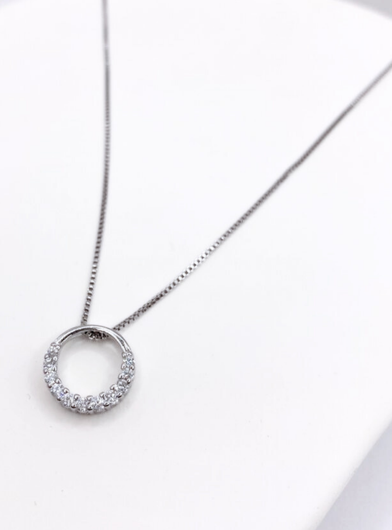 Collar Colgante Redondo con Cintillo de Circones en Plata 925-1