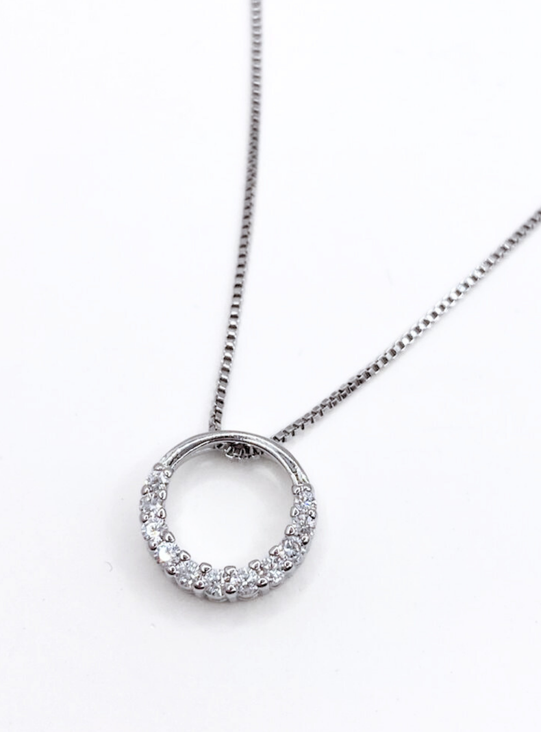 Collar Colgante Redondo con Cintillo de Circones en Plata 925-2