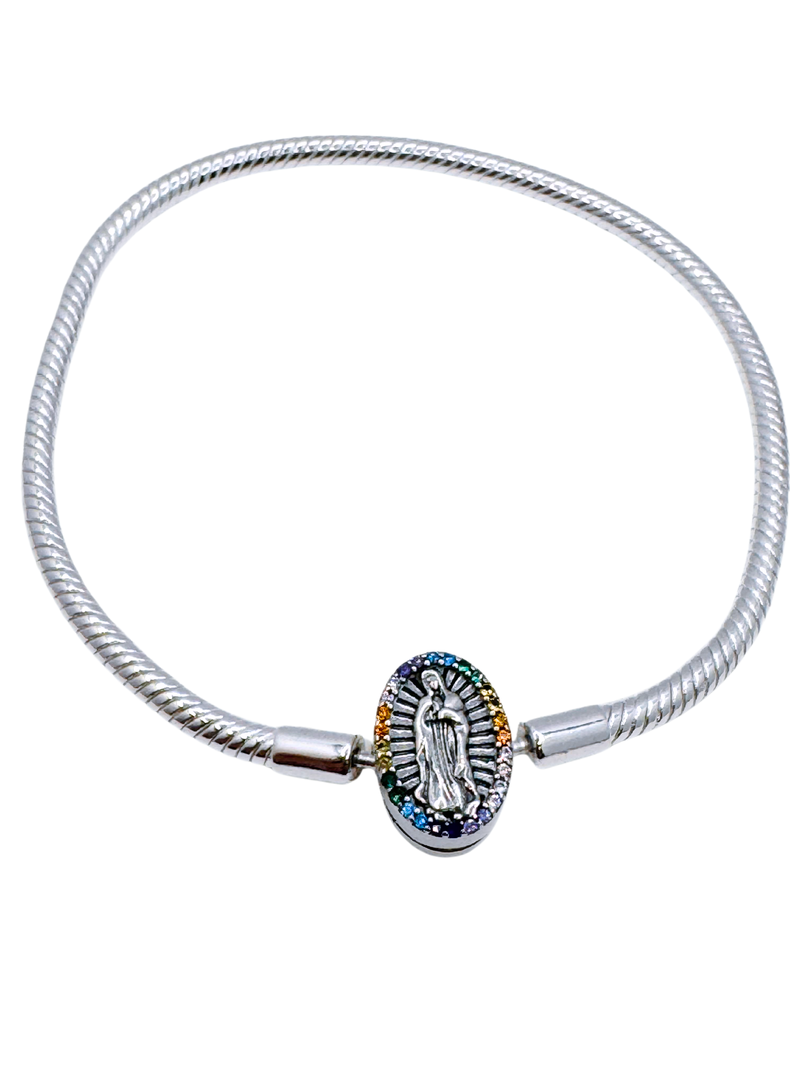 Pulsera Virgen Circonitas De Colores Para Charms, Plata 925-0