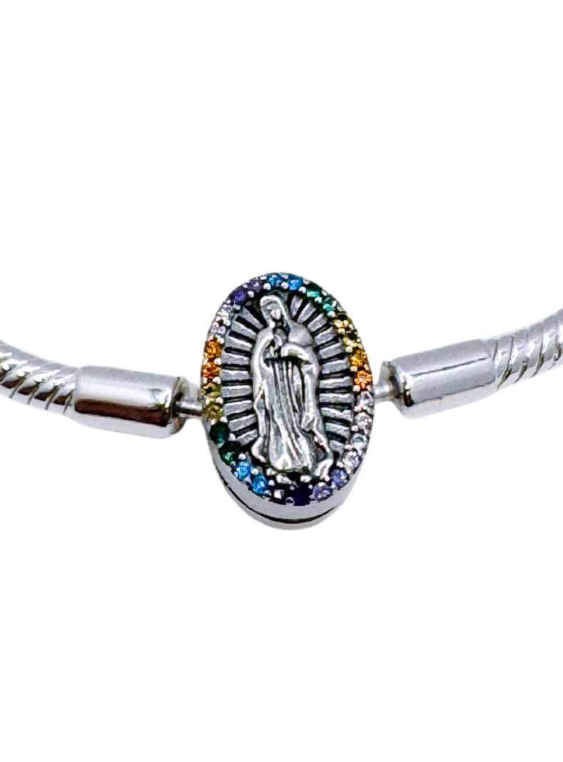 Pulsera Virgen Circonitas De Colores Para Charms, Plata 925-1