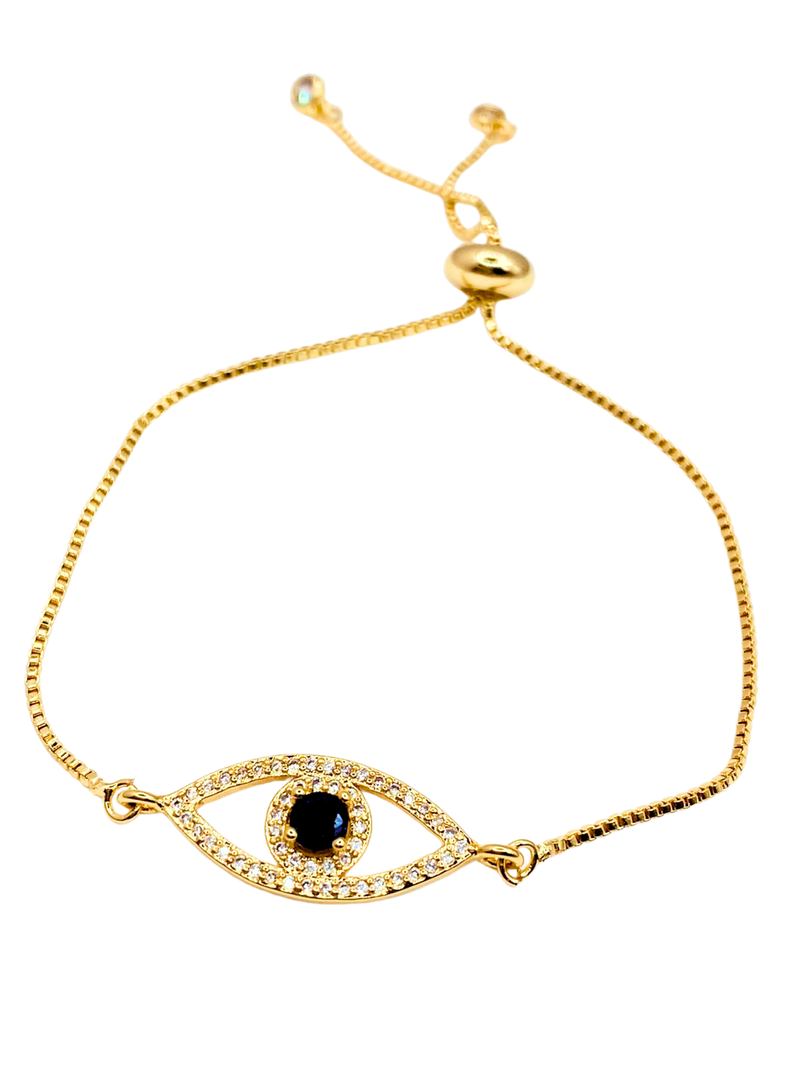 Pulsera Ojo turco, Chapado en oro 18k, amuleto protección.-0