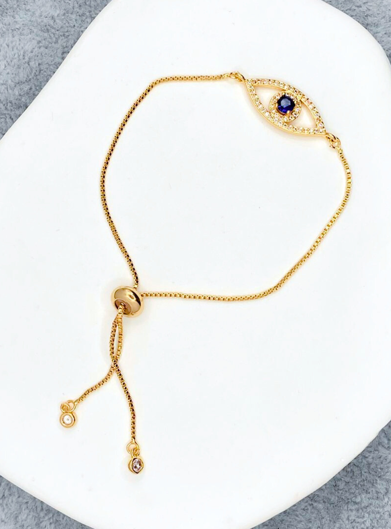 Pulsera Ojo turco, Chapado en oro 18k, amuleto protección.-2