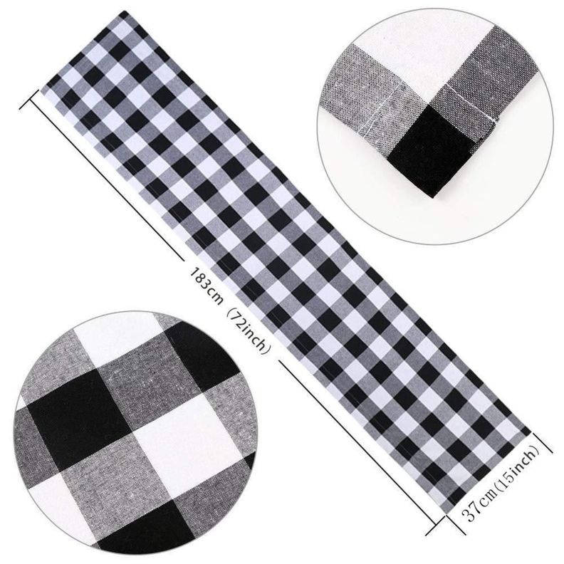 Camino de Mesa Reversible Tartan/Arpillera 176 cm x 35 cm Bohemik Blanco