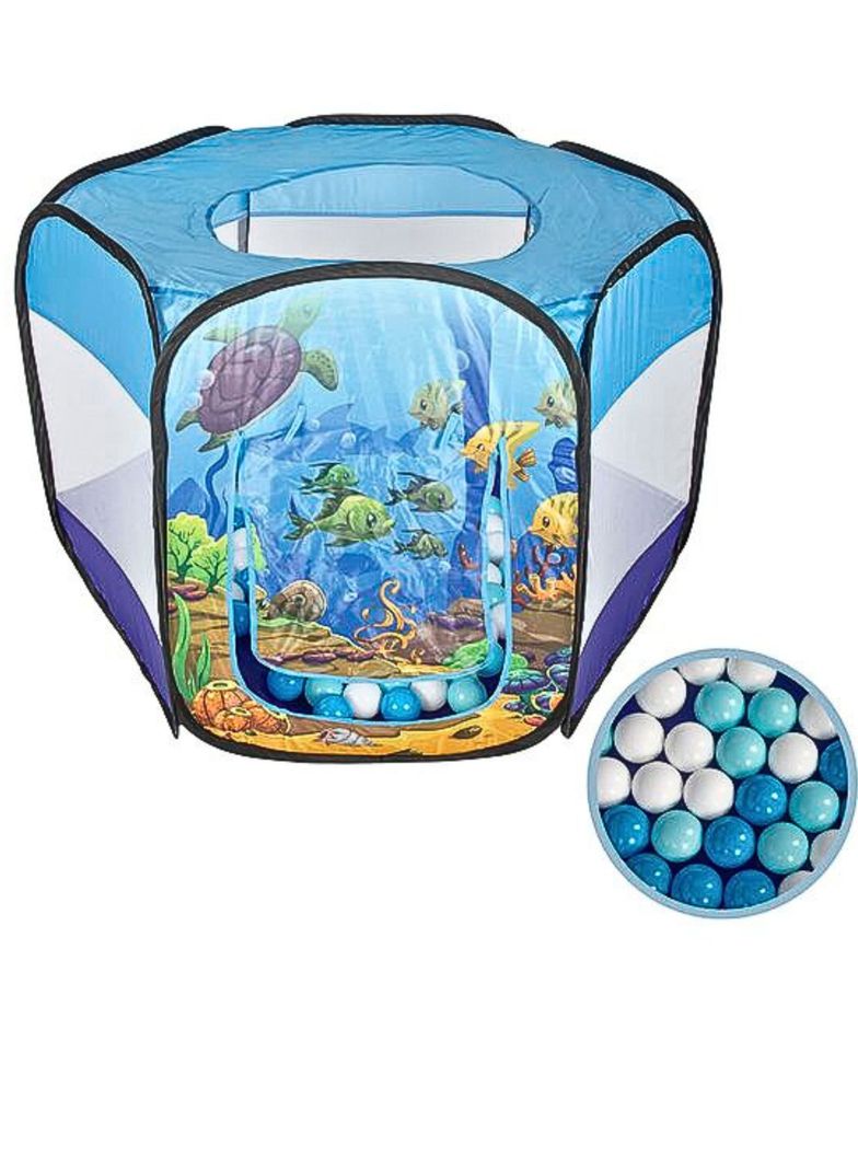Carpa con pelotas diseño fondo del mar color azul-0