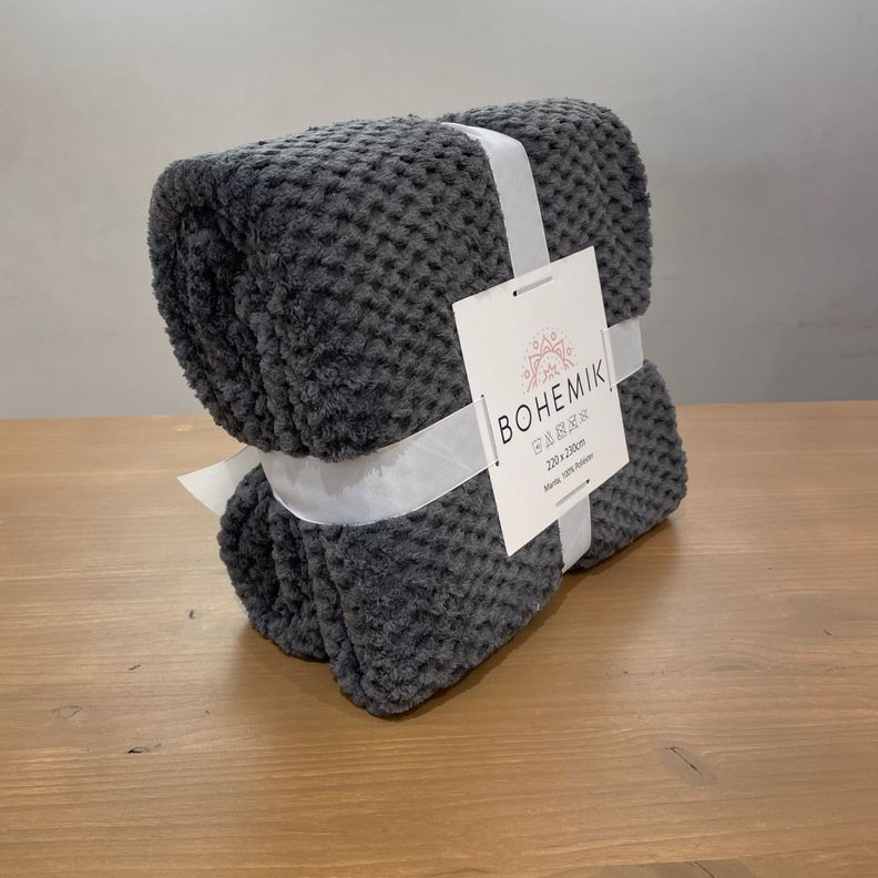 Frazada Microfibra Dark Gray 2 Plazas-2
