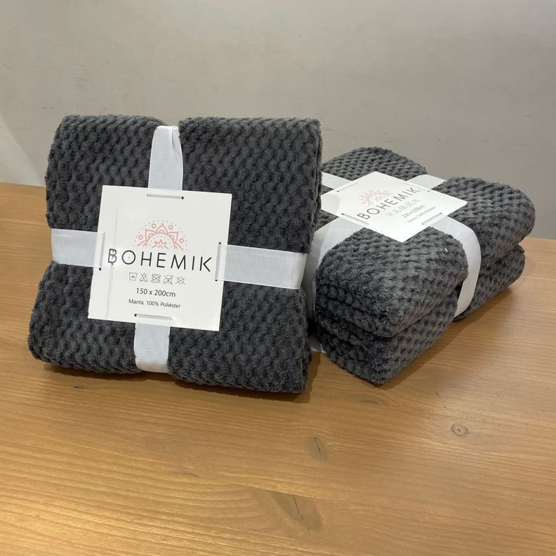 Frazada Microfibra Dark Gray 2 Plazas-3