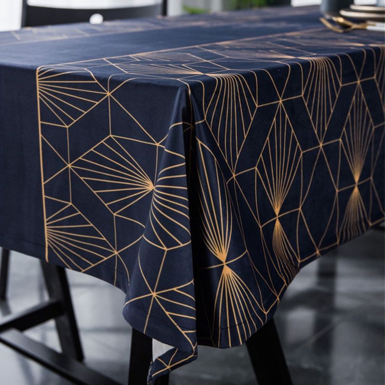 Mantel Rectangular Azul con Vivos Dorados-3