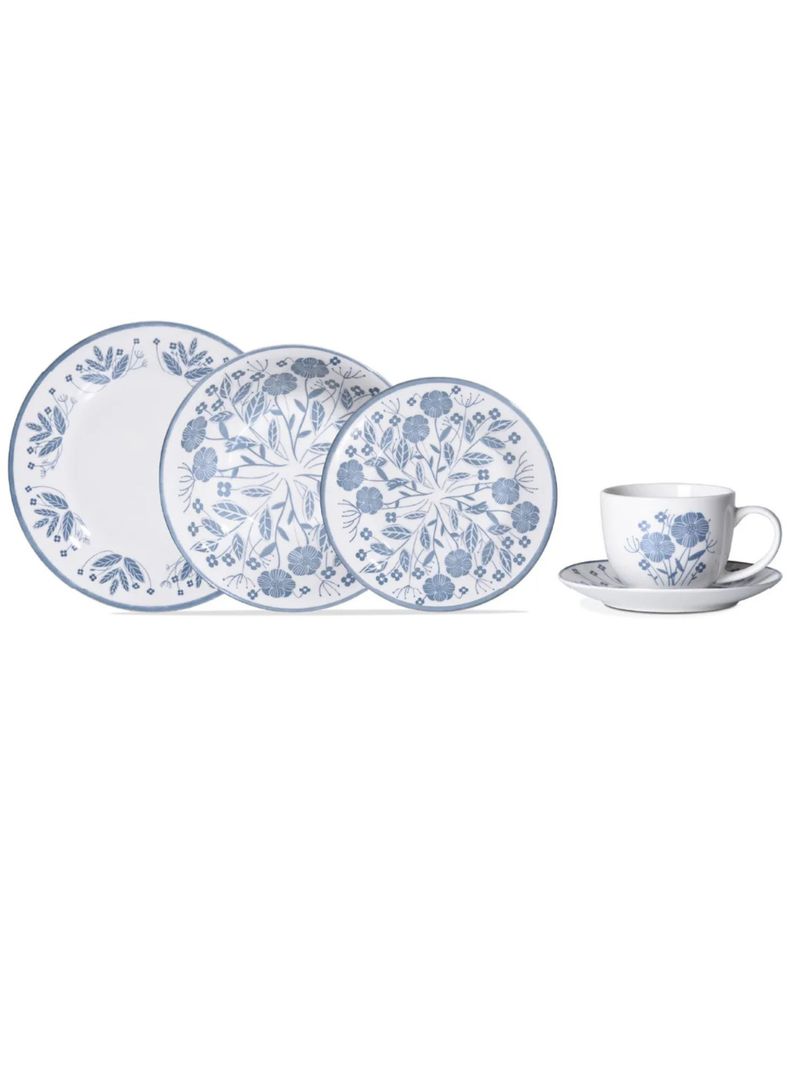 Juego de Vajilla 30 Piezas de Porcelana Decorada Modelo Hannah Dise o Floral Azul