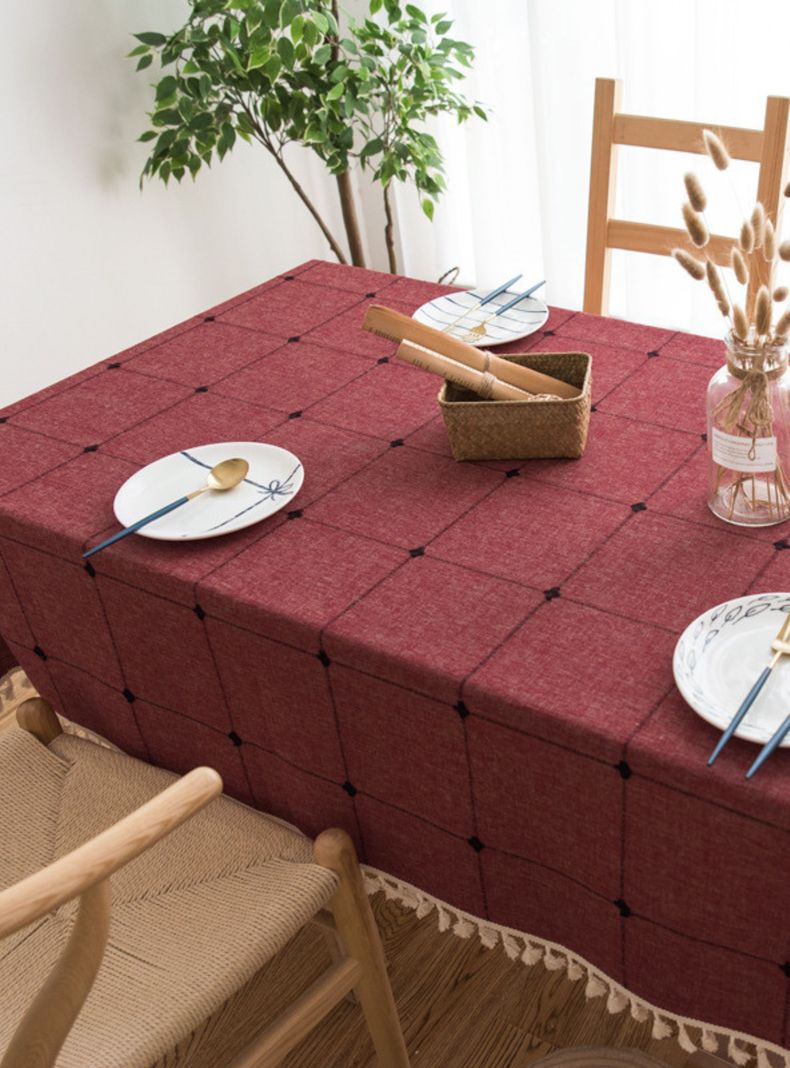 Mantel Rectangular Burdeo Bordado-4