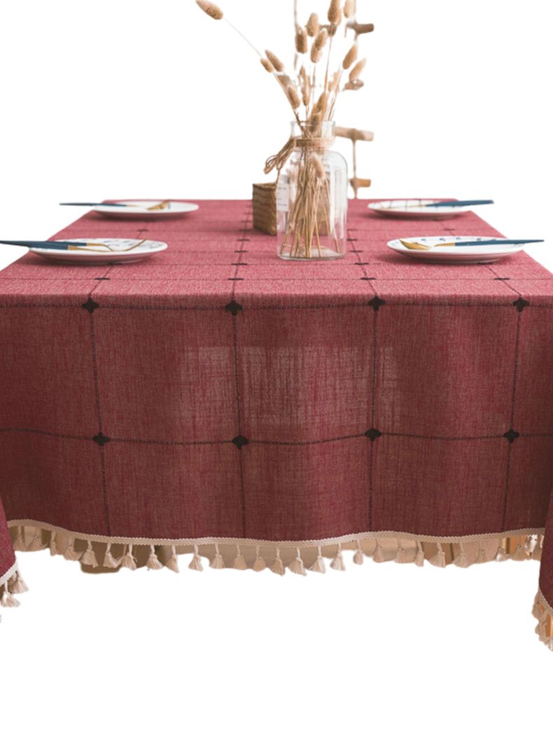Mantel Rectangular Burdeo Bordado-0