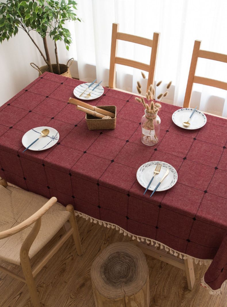 Mantel Rectangular Burdeo Bordado-5