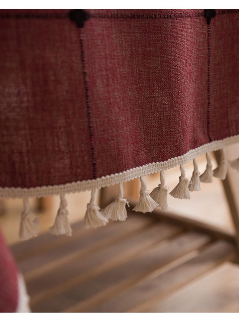 Mantel Rectangular Burdeo Bordado-3
