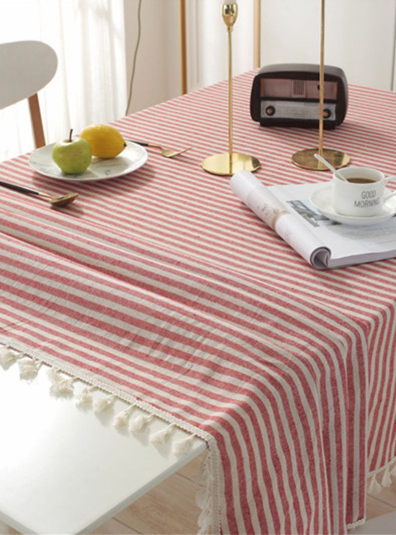 Mantel Rectangular Estampado con Borlas  140x220-3