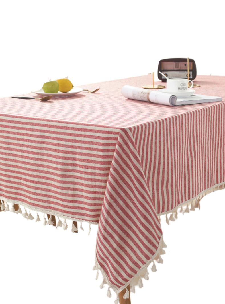 Mantel Rectangular Estampado con Borlas  140x220-0