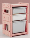 Gabinete de Almacenamiento Infantil 3 Compartimentos Rosado-4