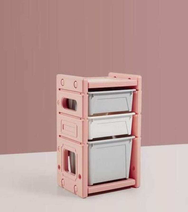 Gabinete de Almacenamiento Infantil 3 Compartimentos Rosado-5