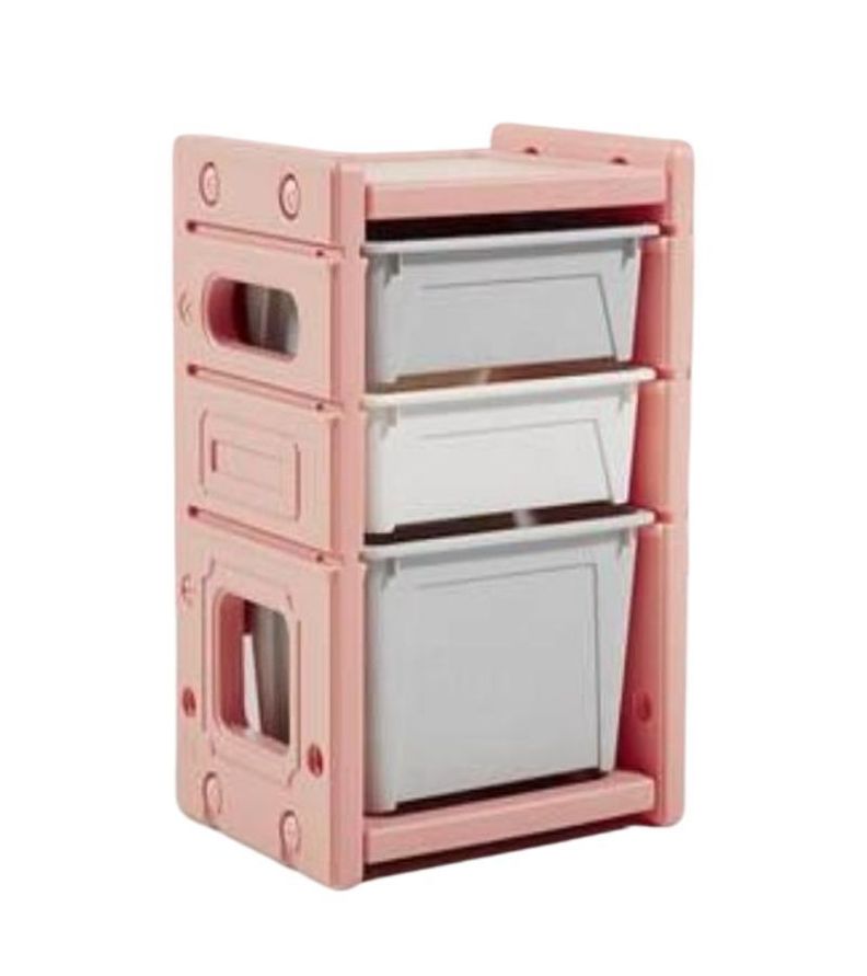 Gabinete de Almacenamiento Infantil 3 Compartimentos Rosado-0