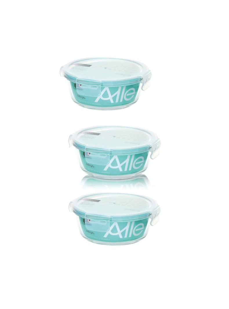 PAck de 3 Contenedores Herm tico De Vidrio Redondo 720 Ml Transparente