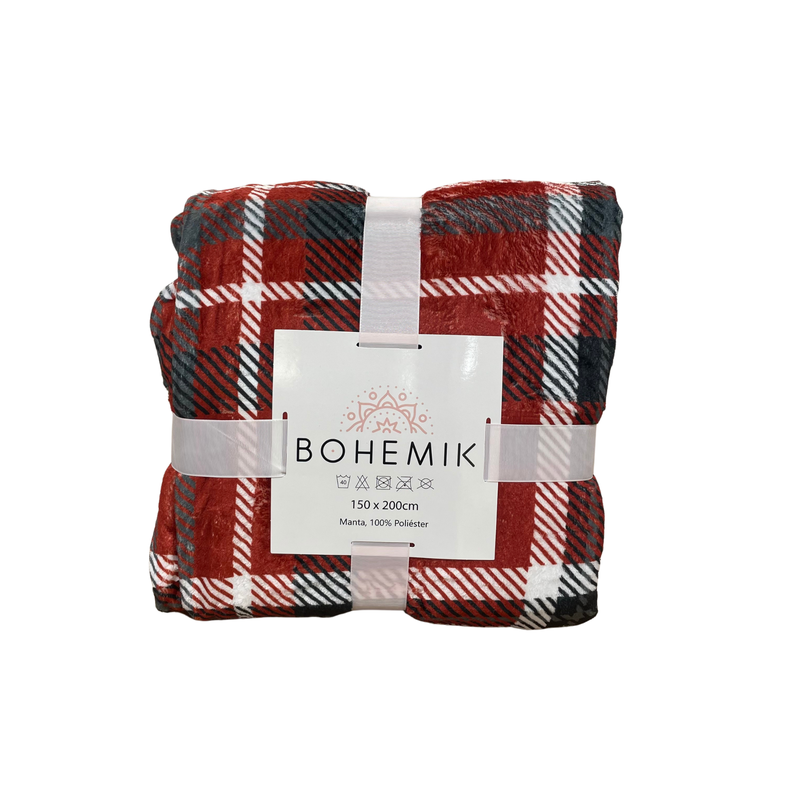 Manta Soft Scottish Red  Calidez y Encanto Clasico 150 cm x 200 cm