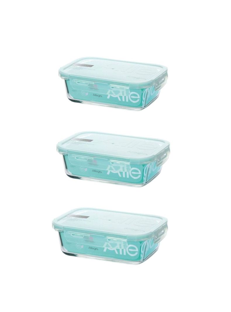 Pack de 3 Contenedores Herm tico Vidrio Rectangular 420Ml Allegra Transparente