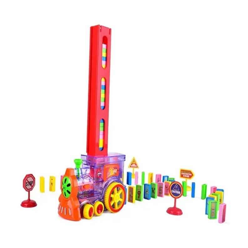Juego Tren Automático Con Bloques Dominó Apilables Niños-2