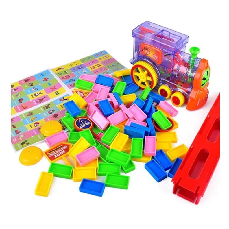 Juego Tren Automático Con Bloques Dominó Apilables Niños-3