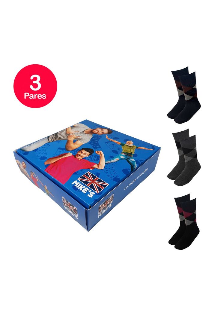 Calcetin Mike`s Varon Diseno Rombos Pack 3 Diseno 1