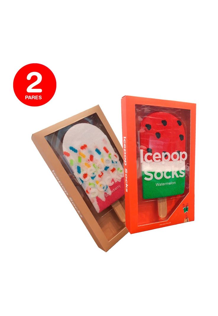 Calcetines Divertidos Paleta Helado Unisex Pack 2 Rojo