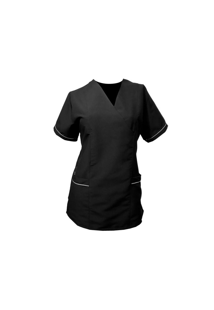 Polera Mujer Negro Antifluido Uniforme Clínico Mike's-1
