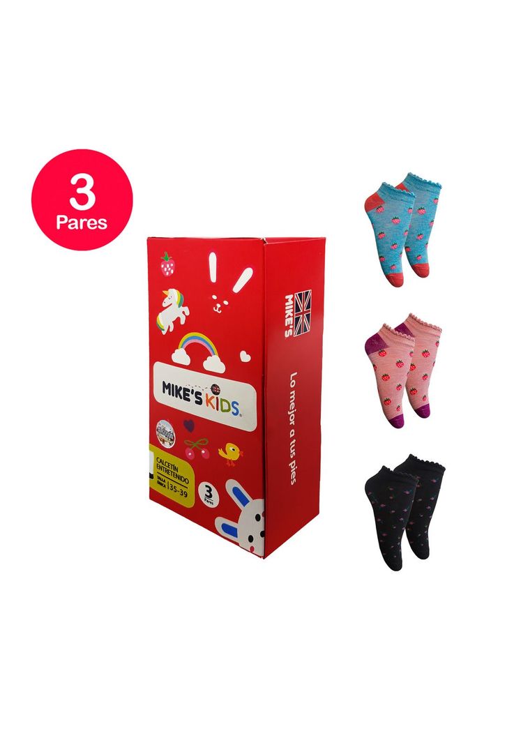 Calcetin Nina Diseno Fruta Mike`s Pack 3 Diseno 1