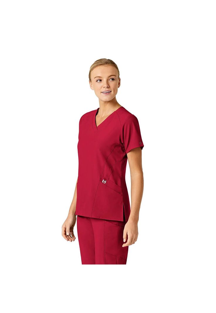 Polera Clínica Mujer Wonderwink 6155 Rojo-2
