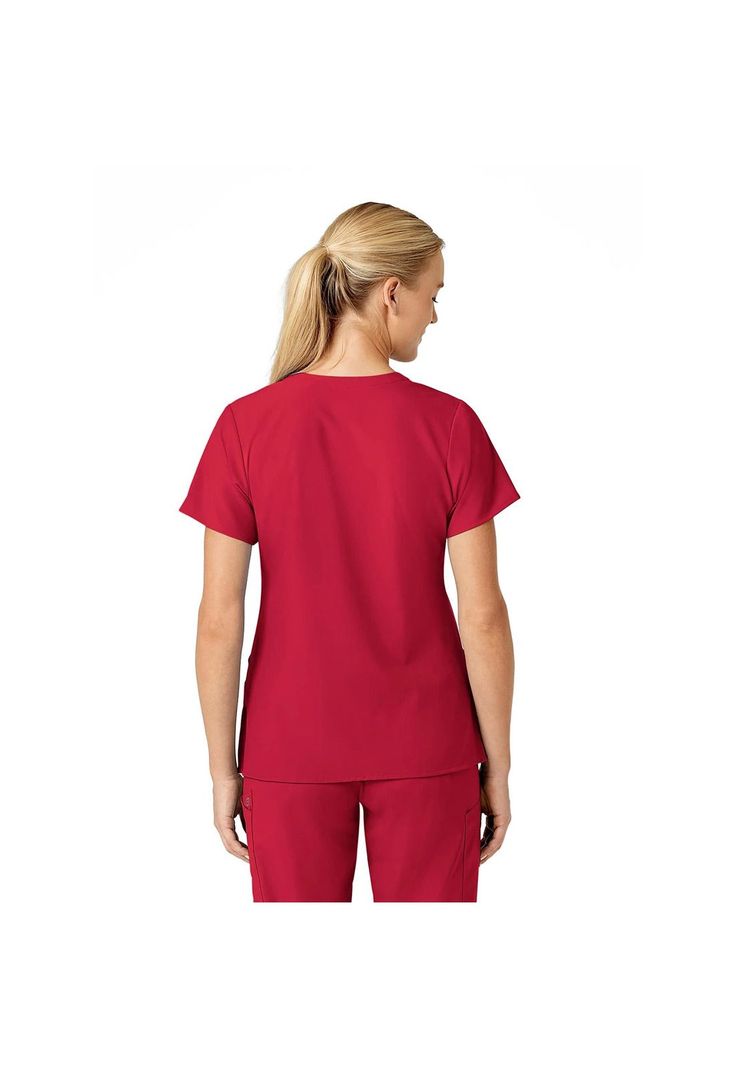 Polera Clínica Mujer Wonderwink 6155 Rojo-3