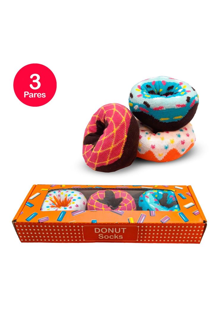 Calcetines Divertidos Donuts Unisex Pack 3 Diseno 1